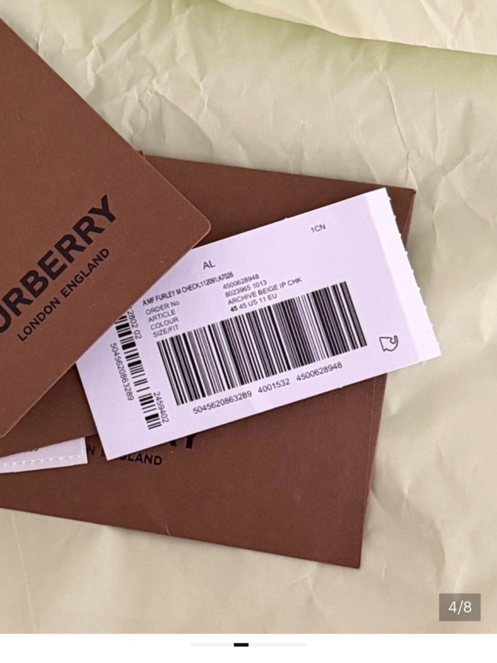 Burberry Brown and White Branded Packaging and Barcode Tag - Picture 3 of 7